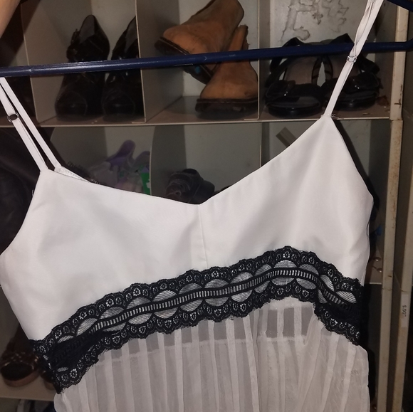 ABS white black sheer blouse top tank size s - Picture 7 of 8